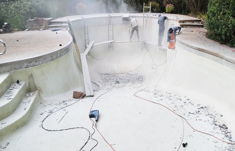 Renovated pool deck and interior plaster