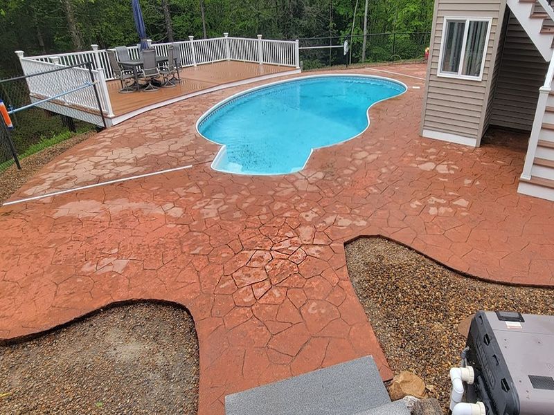 Pool deck restoration with decorative finish