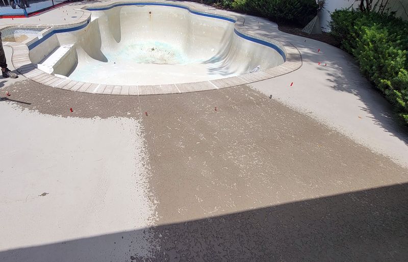 Resurfaced pool deck slip resistant finish New England