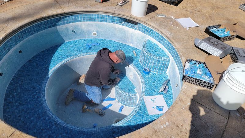 Glass mosaic waterline tile Connecticut