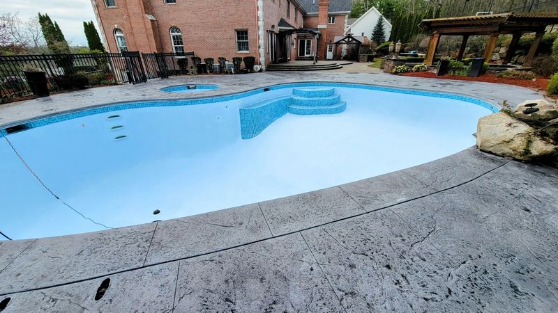 Mosaic tile pool waterline finished project