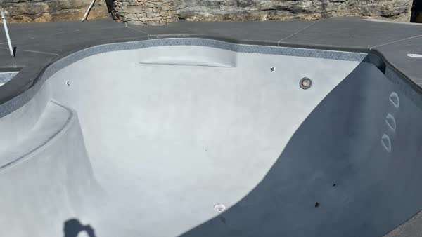 Hilltop pool with spa and mountain view, fresh plaster