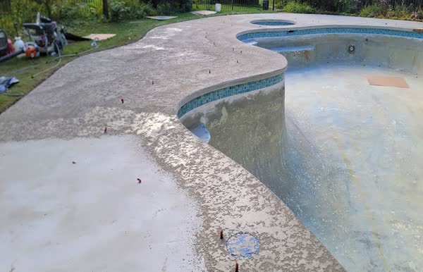 Finished pool and spa with new polymer deck